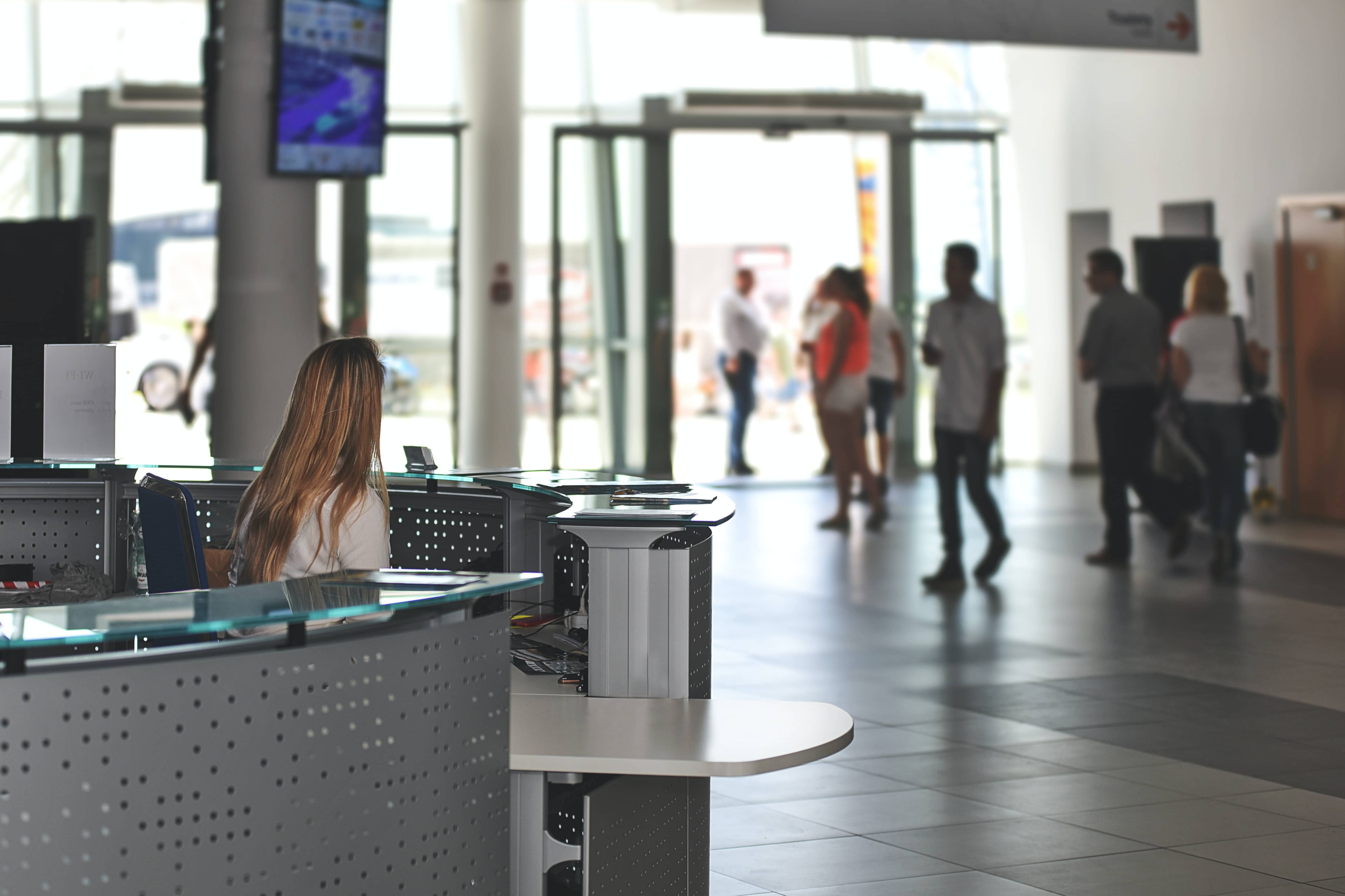 Reception desk at the airport